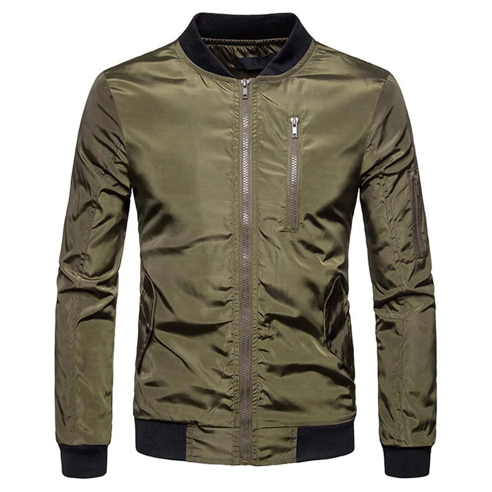 Custom Olive Green Slim-Fit Utility Bomber Jacket | B2B OEM