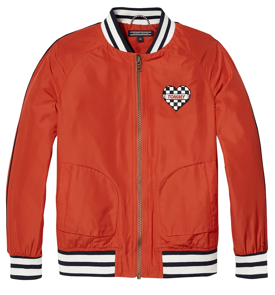 Custom Orange Striped-Rib Satin Bomber Jacket | Streetwear OEM
