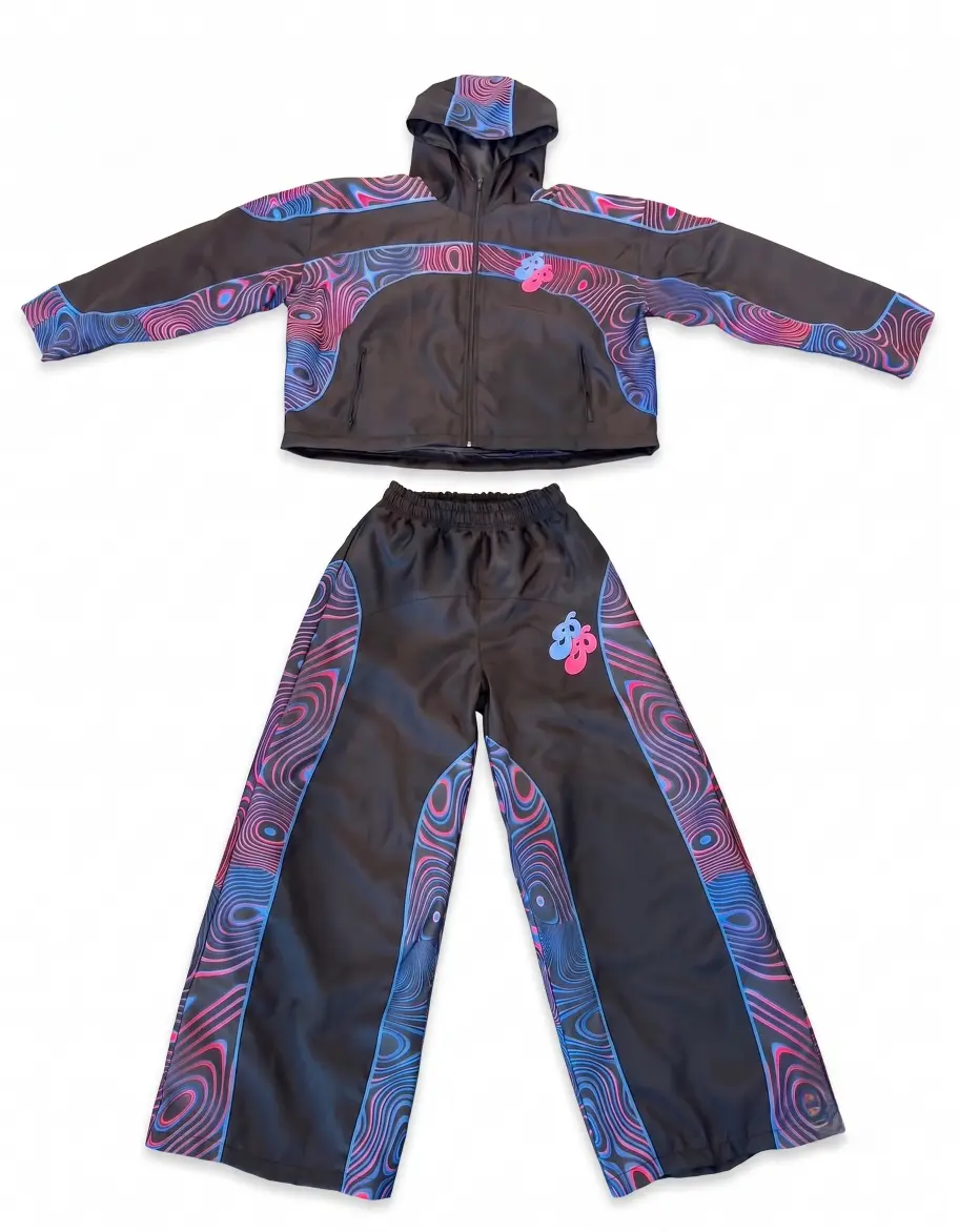 Custom Sublimated Psychedelic Windbreaker Set | Cyber Y2K Windbreaker Tracksuit