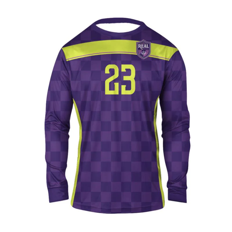 Custom Purple Checkerboard Sublimated Goalkeeper Jersey | OEM