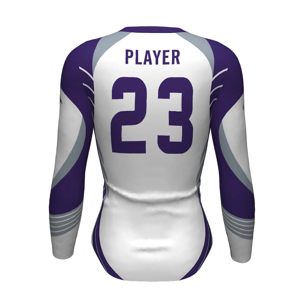 Custom Purple Contour Long Sleeve Volleyball Jersey | OEM