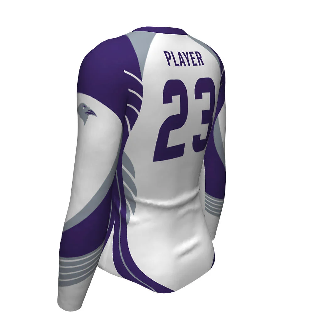 Custom Purple Contour Long Sleeve Volleyball Jersey | OEM