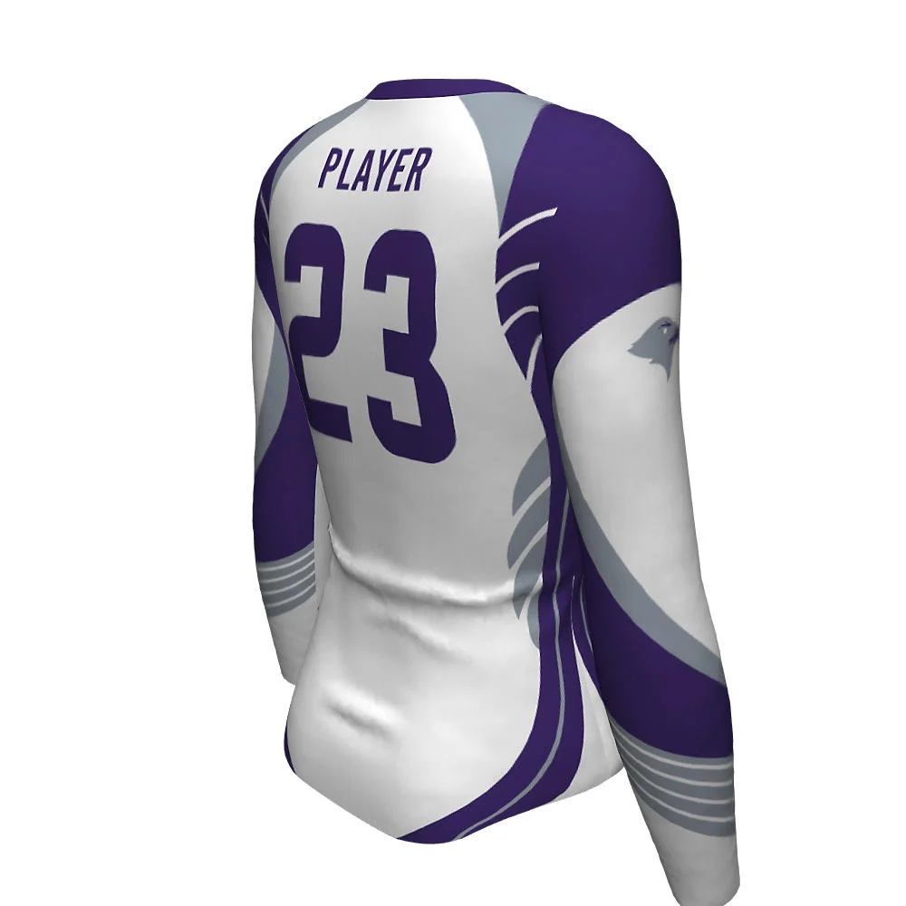Custom Purple Contour Long Sleeve Volleyball Jersey | OEM