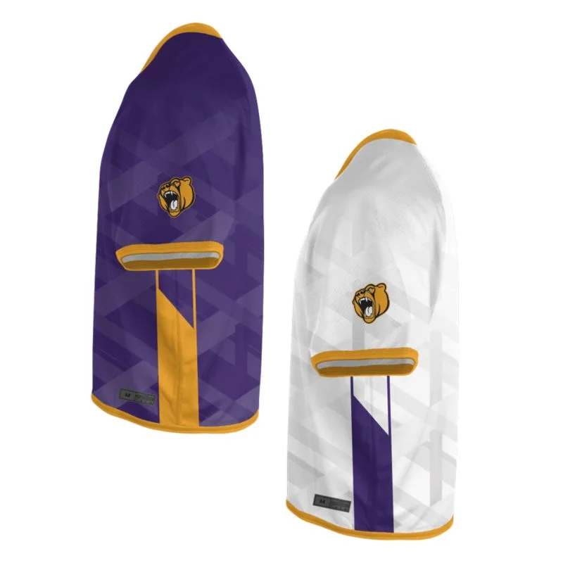 Custom Collegiate Gold Trim Lacrosse V-Neck Jersey Set | OEM