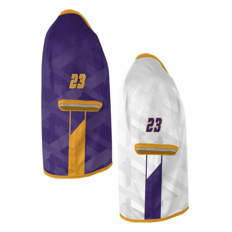 Custom Collegiate Gold Trim Lacrosse V-Neck Jersey Set | OEM