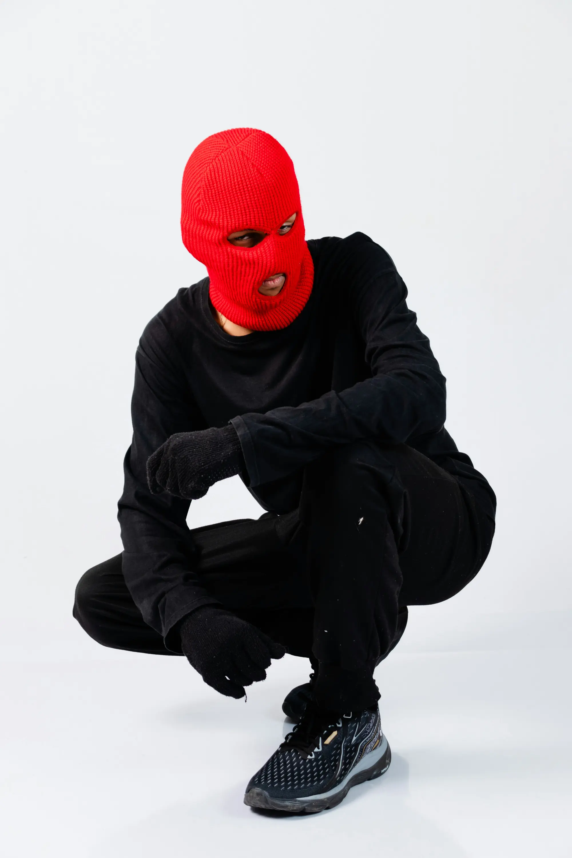 Custom Red 3-Hole Knit Balaclava | Streetwear Ski Mask OEM
