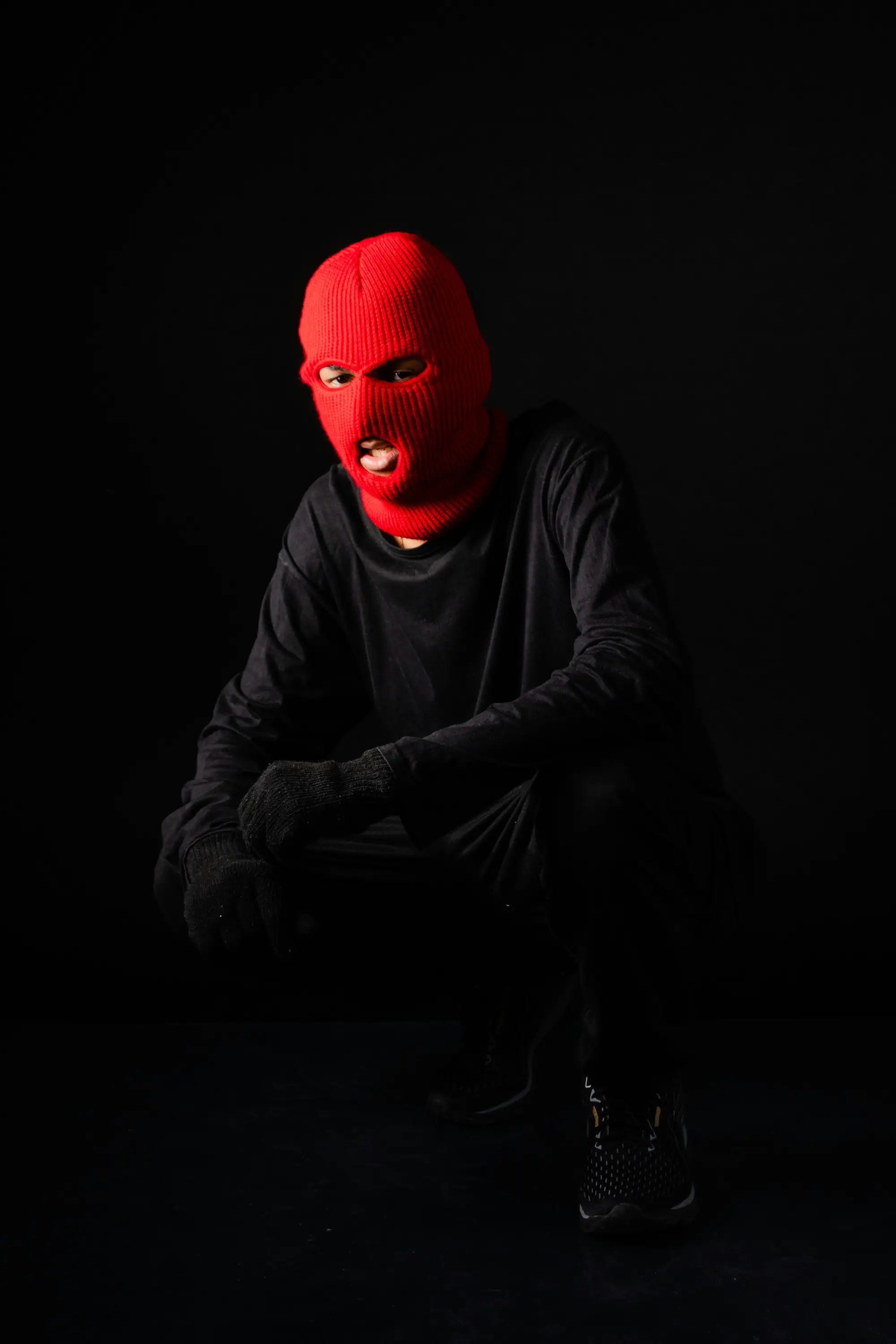 Custom Red 3-Hole Knit Balaclava | Streetwear Ski Mask OEM