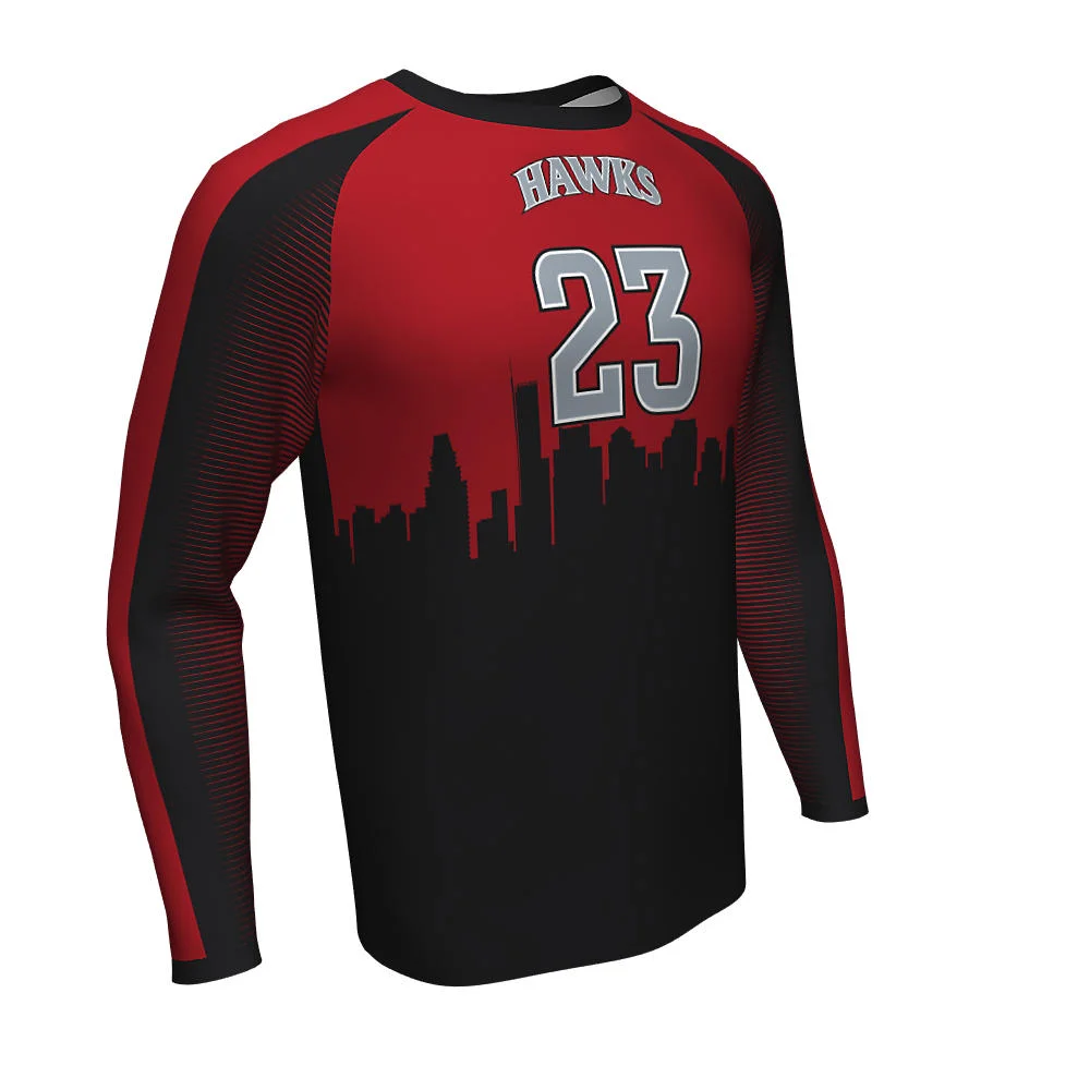 Custom City Skyline Gradient Esports Long Sleeve Jersey | OEM
