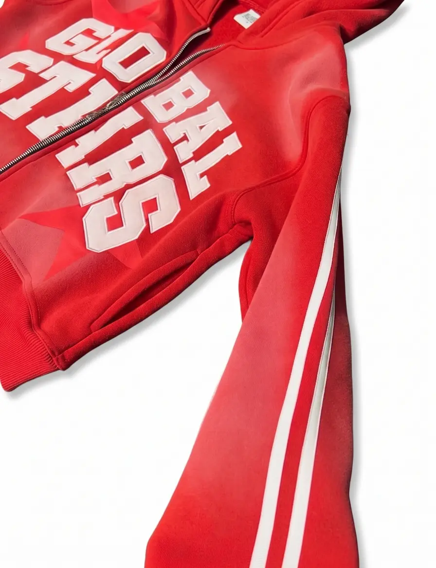 Custom Red Faded Varsity Sweatsuit & Tracksuit Set | Flared Y2K Tracksuit