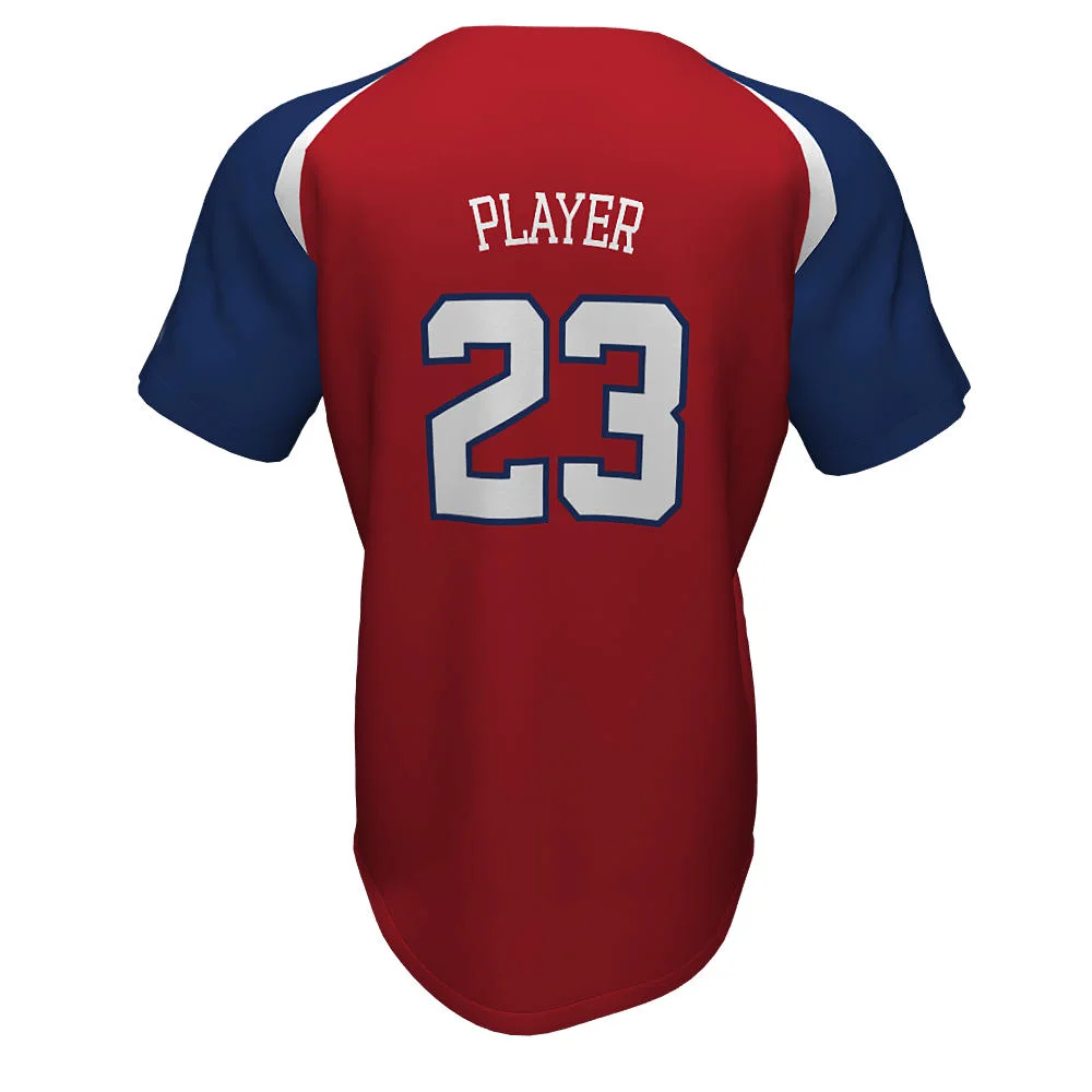 Custom Tri-Color Raglan Baseball Two Button Jersey | OEM