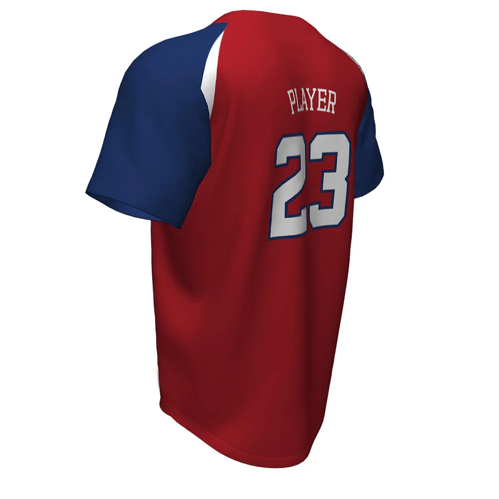 Custom Tri-Color Raglan Baseball Two Button Jersey | OEM