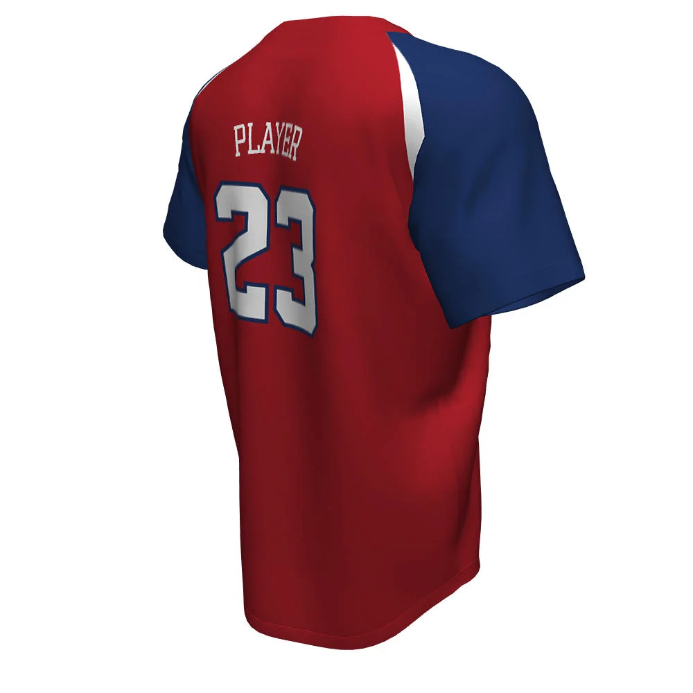 Custom Tri-Color Raglan Baseball Two Button Jersey | OEM