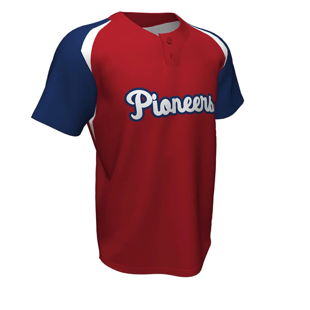 Custom Tri-Color Raglan Baseball Two Button Jersey | OEM