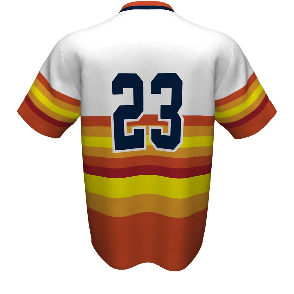 Custom Retro Gradient Stripe Baseball Short Sleeve Jersey | OEM
