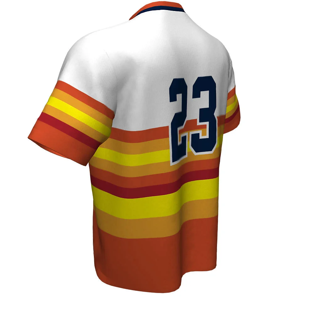 Custom Retro Gradient Stripe Baseball Short Sleeve Jersey | OEM