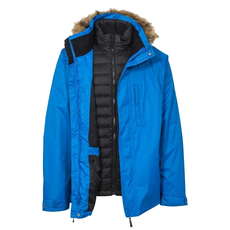 Custom Royal Blue 3-in-1 Fur-Trim Winter Sports Jacket | OEM