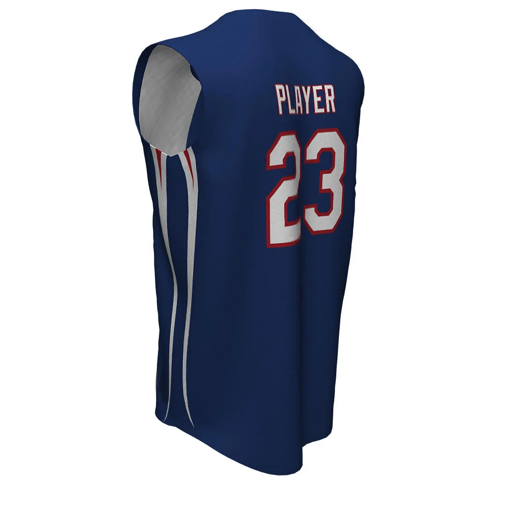Custom Solid Royal Blue Full Button Sleeveless Baseball Jersey | OEM