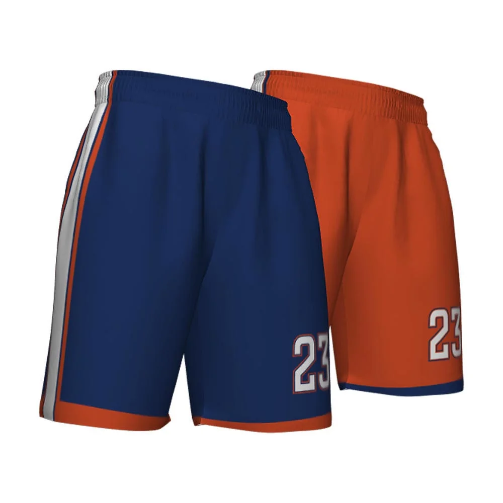 Custom Royal & Orange 2-in-1 Reversible Basketball Shorts | OEM