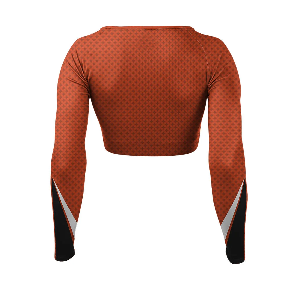 Custom Rust Fleur-De-Lis Cropped Cheer Bodyliner | OEM