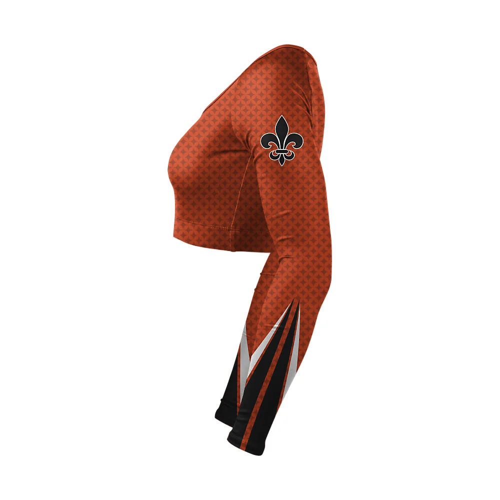Custom Rust Fleur-De-Lis Cropped Cheer Bodyliner | OEM