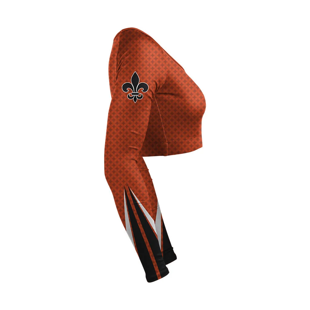 Custom Rust Fleur-De-Lis Cropped Cheer Bodyliner | OEM