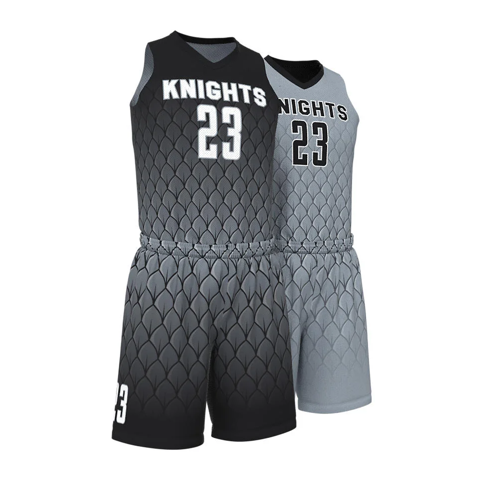 Custom Scale Textured Sublimated Basketball Uniform Set | OEM
