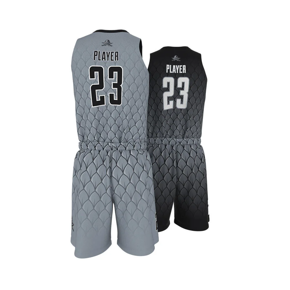 Custom Scale Textured Sublimated Basketball Uniform Set | OEM