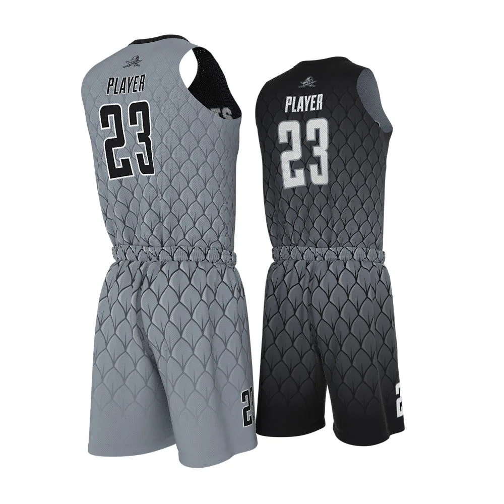 Custom Scale Textured Sublimated Basketball Uniform Set | OEM