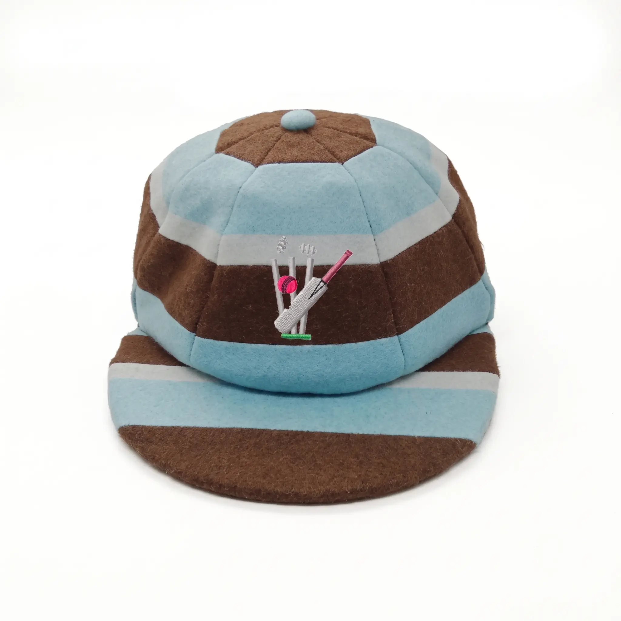 Custom Hooped & Striped Wool Cricket Cap | OEM Baggy Cap