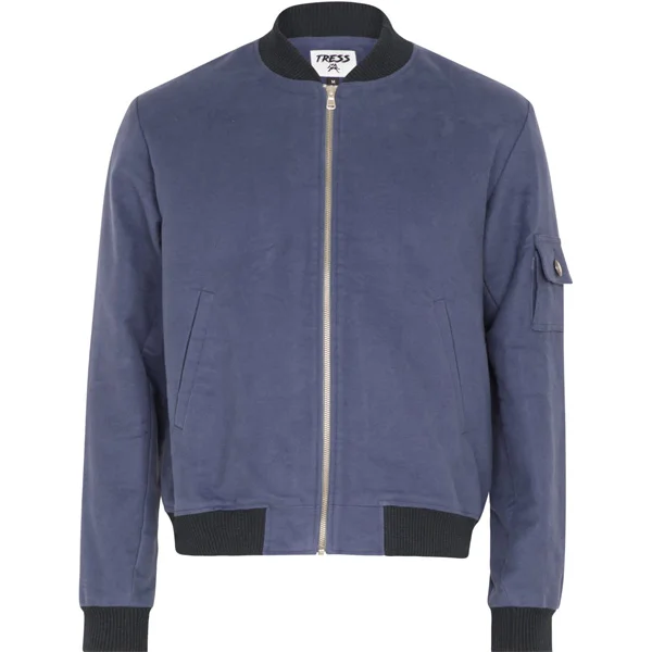 Custom Slate Blue Canvas Utility Bomber Jacket | Workwear OEM