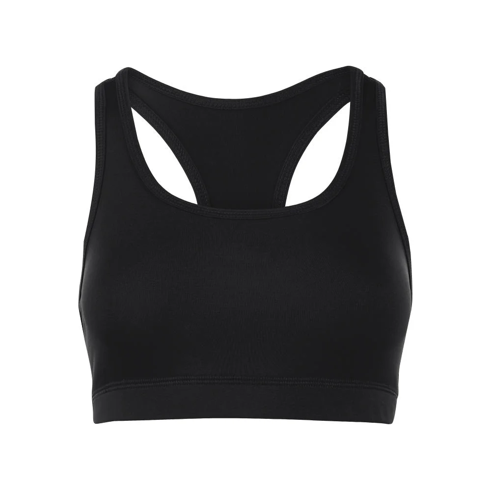 Custom Solid Black Racerback Cheer Sports Bra | OEM