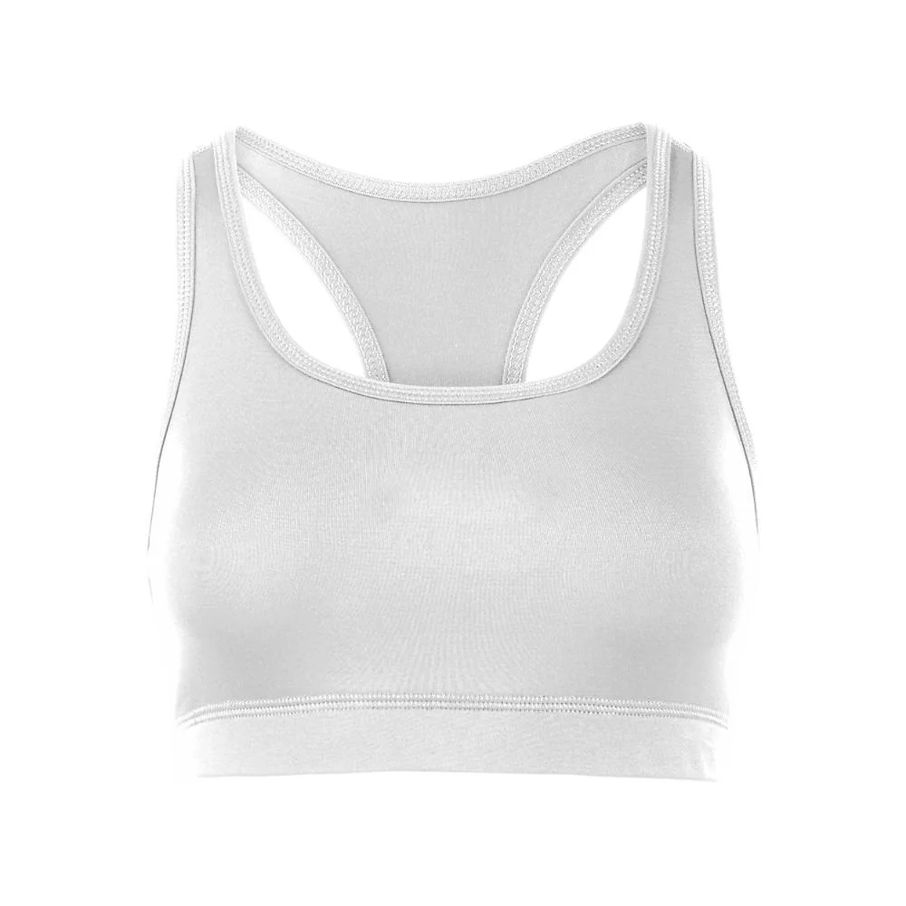 Custom Solid White Racerback Cheer Sports Bra | OEM