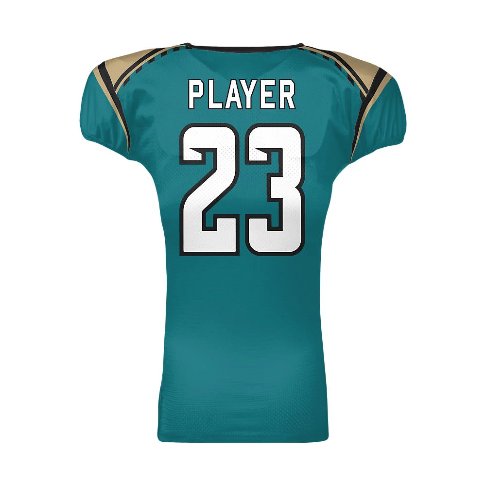 Custom Teal & Gold Wing Shoulder Football Jersey | OEM