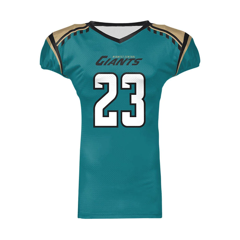 Custom Teal & Gold Wing Shoulder Football Jersey | OEM