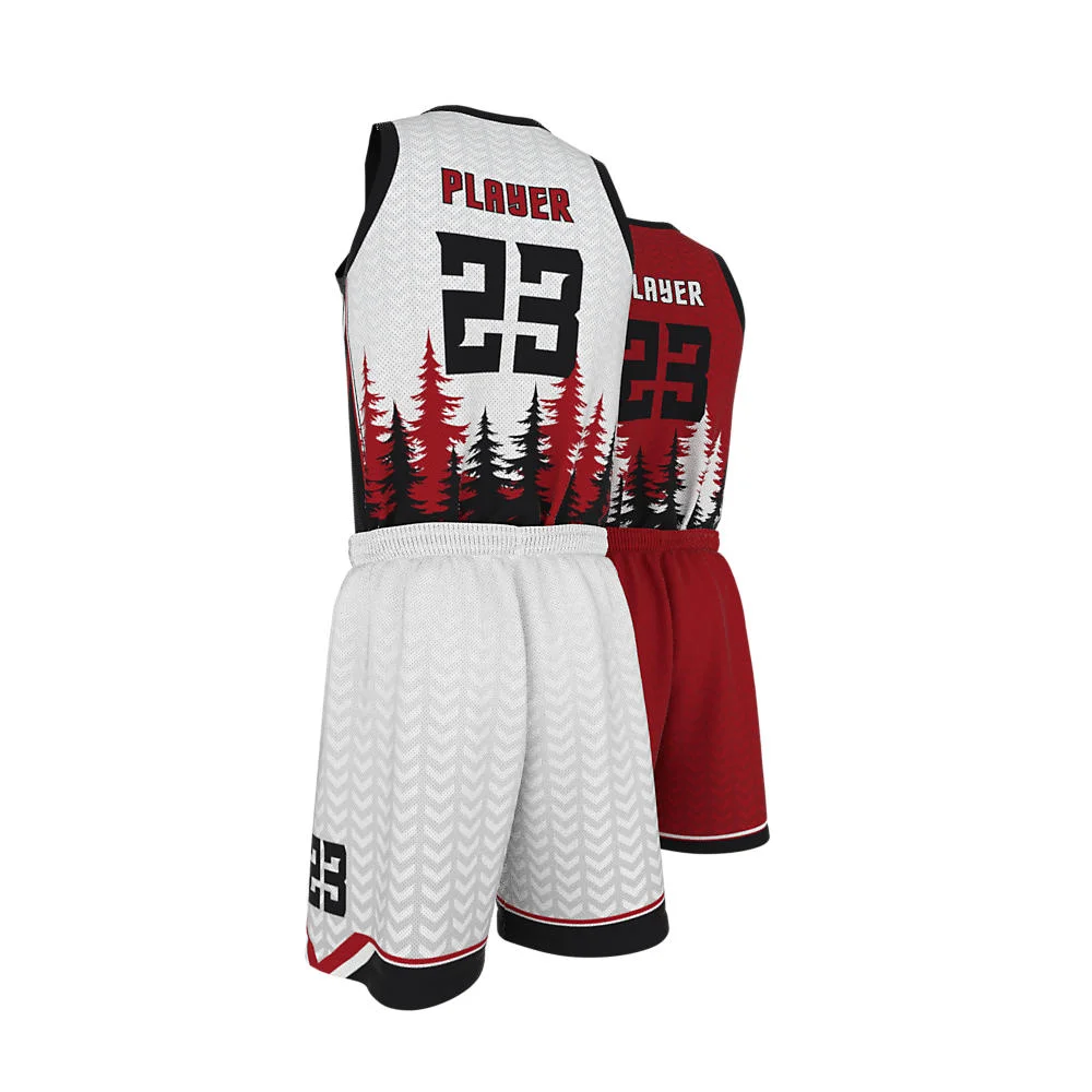 Custom Sublimated Forest Tree Graphic Basketball Uniform Set | OEM