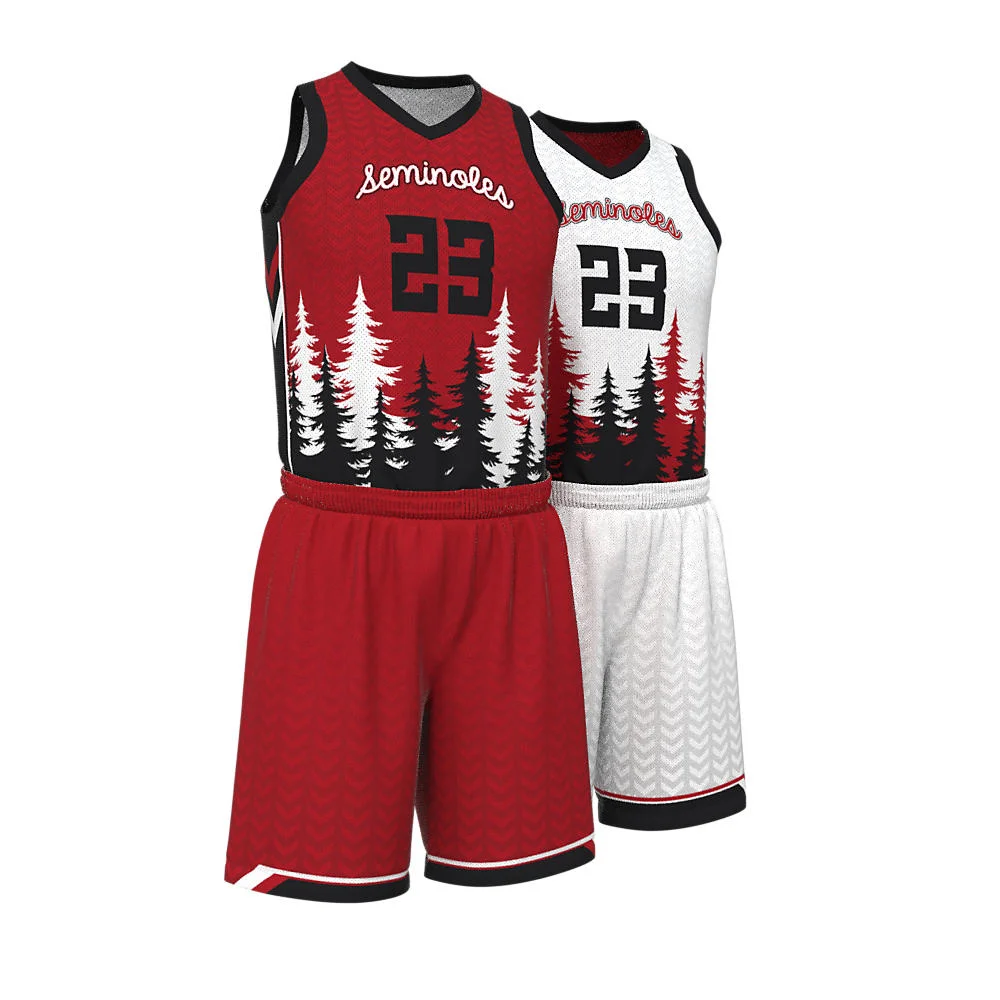 Custom Sublimated Forest Tree Graphic Basketball Uniform Set | OEM