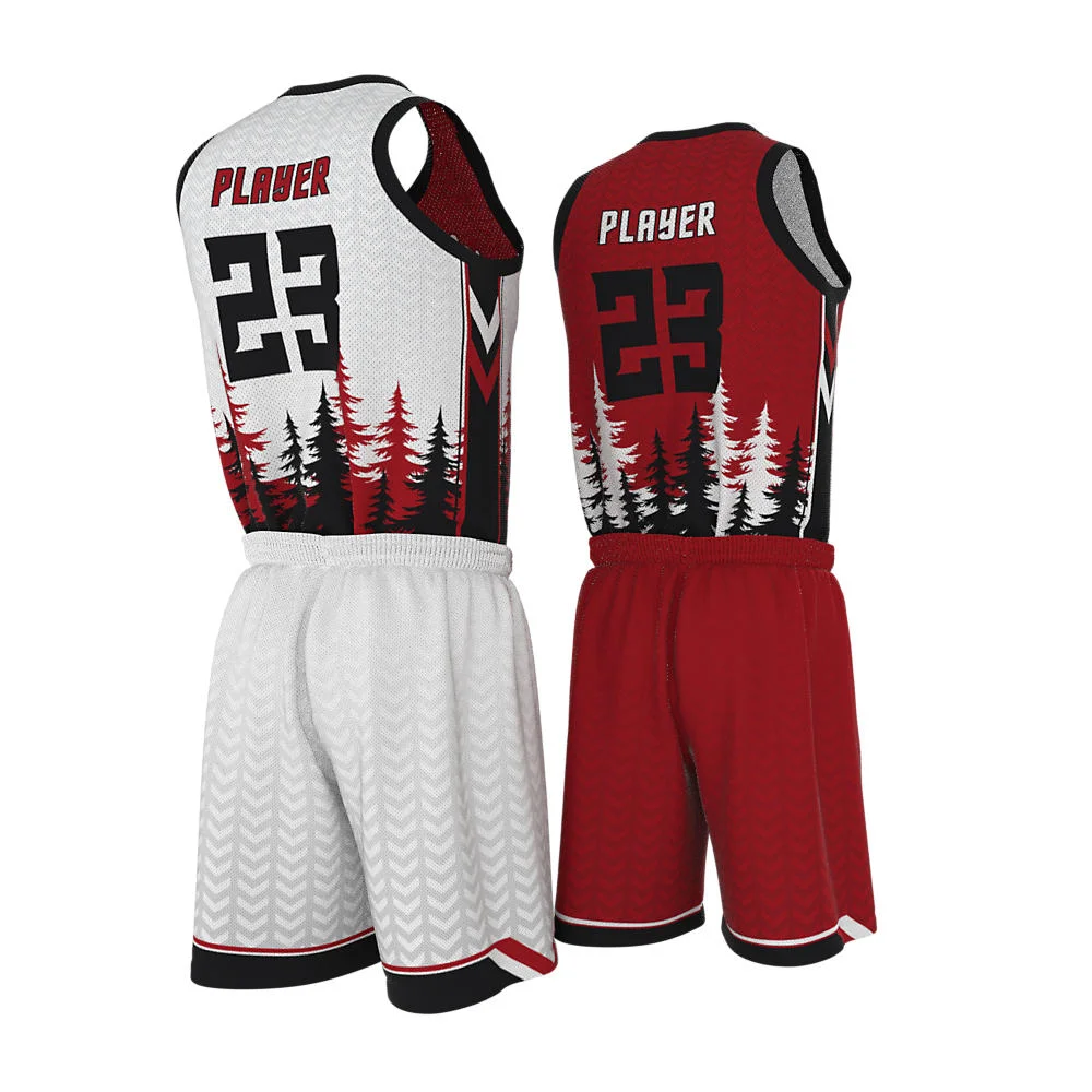 Custom Sublimated Forest Tree Graphic Basketball Uniform Set | OEM