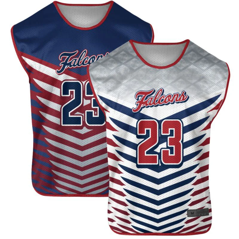 Custom Tri-Color Chevron Reversible Sleeveless Lacrosse Jersey | OEM