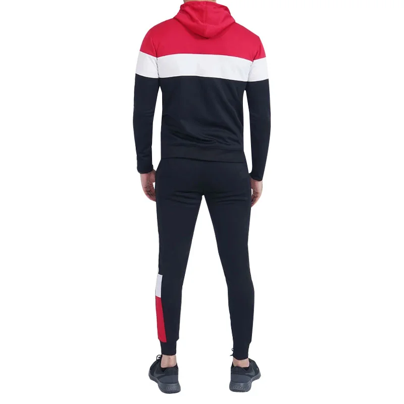 Custom Tri-Color Block Pullover Hoodie Tracksuit | B2B OEM
