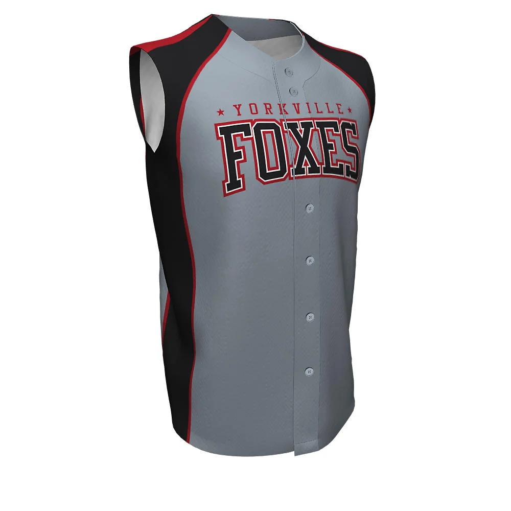 Custom Tri-Color Sleeveless Full Button Baseball Jersey | OEM
