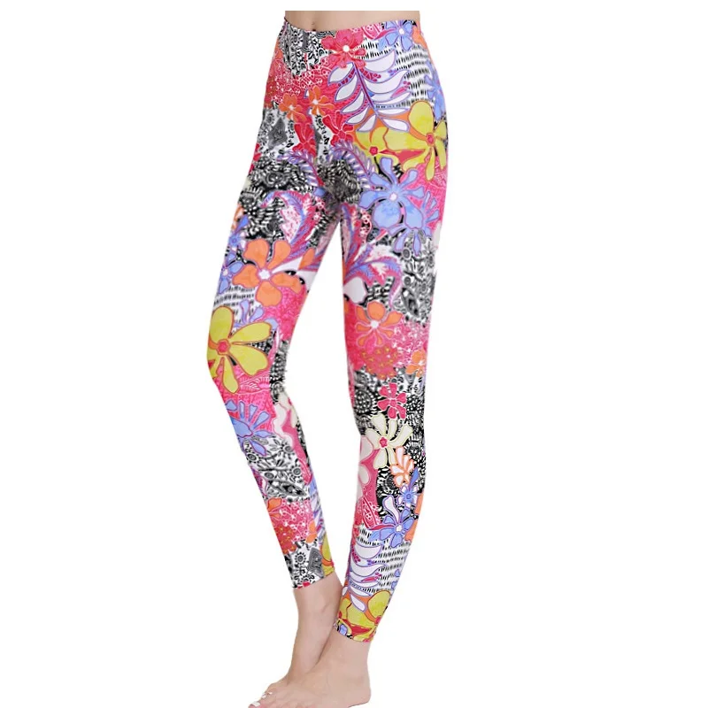 Custom Tropical Floral Print Workout Leggings | OEM