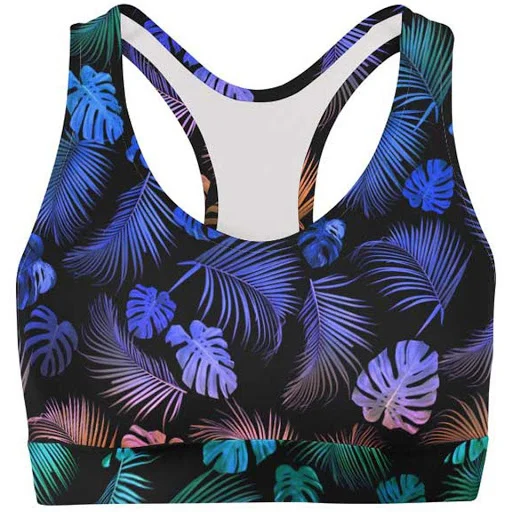 Custom Tropical Leaf Sublimated Racerback Sports Bra | OEM