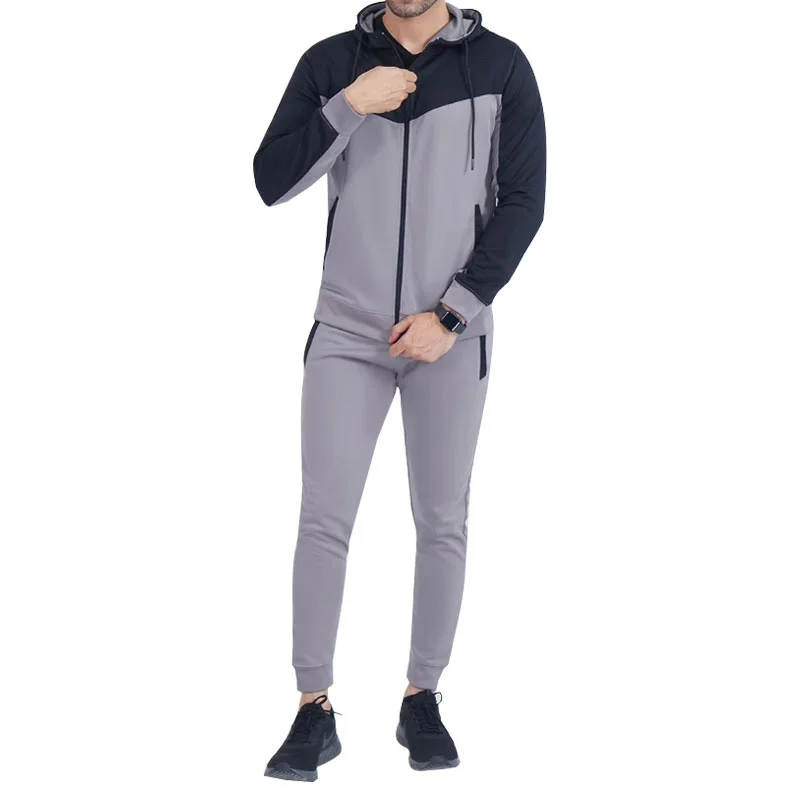 Custom Two-Tone Black & Grey Tech Fleece Tracksuit | B2B OEM
