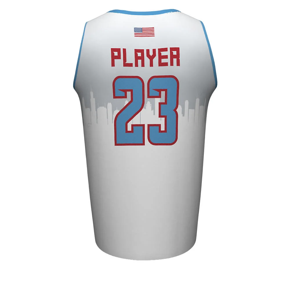 Custom Two-Tone Skyline Crew Neck Basketball Jersey | OEM