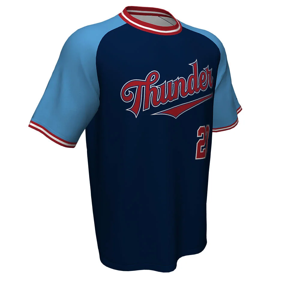 Custom Two-Tone Striped Rib Baseball Short Sleeve Jersey | OEM