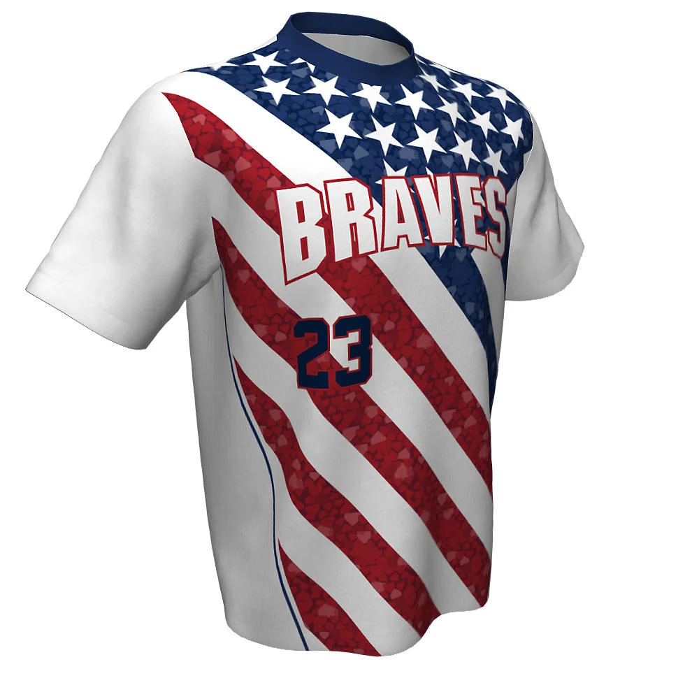 Custom USA Flag Sublimated Baseball Short Sleeve Jersey | OEM