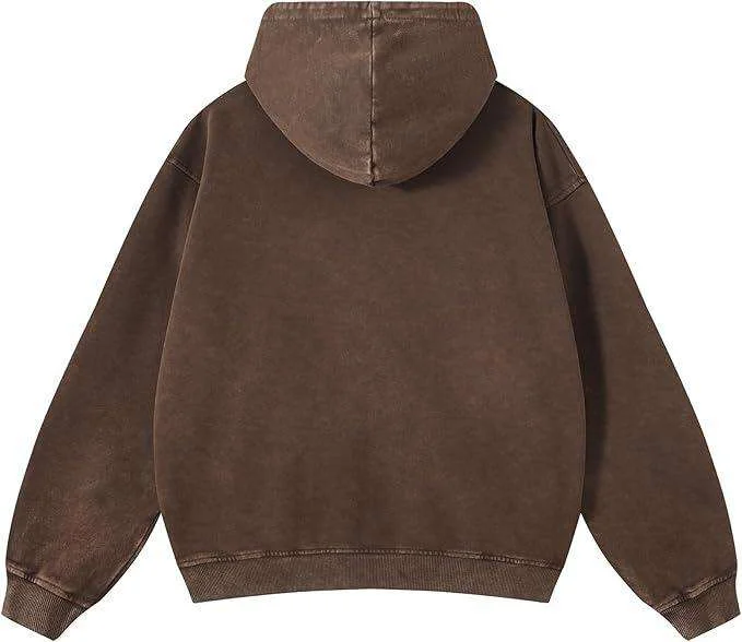 Custom Vintage Washed Brown Oversized Hoodie | B2B OEM