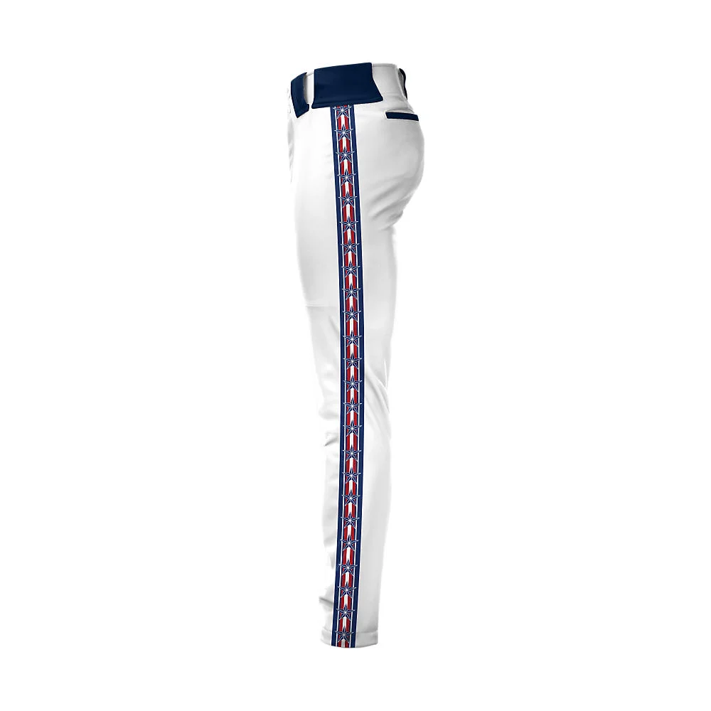 Custom Solid White Patterned Braid Baseball Pants | OEM