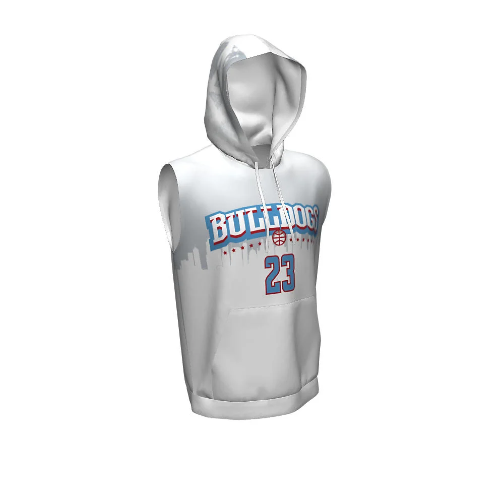 Custom White City Skyline Sublimated Sleeveless Hoodie | OEM