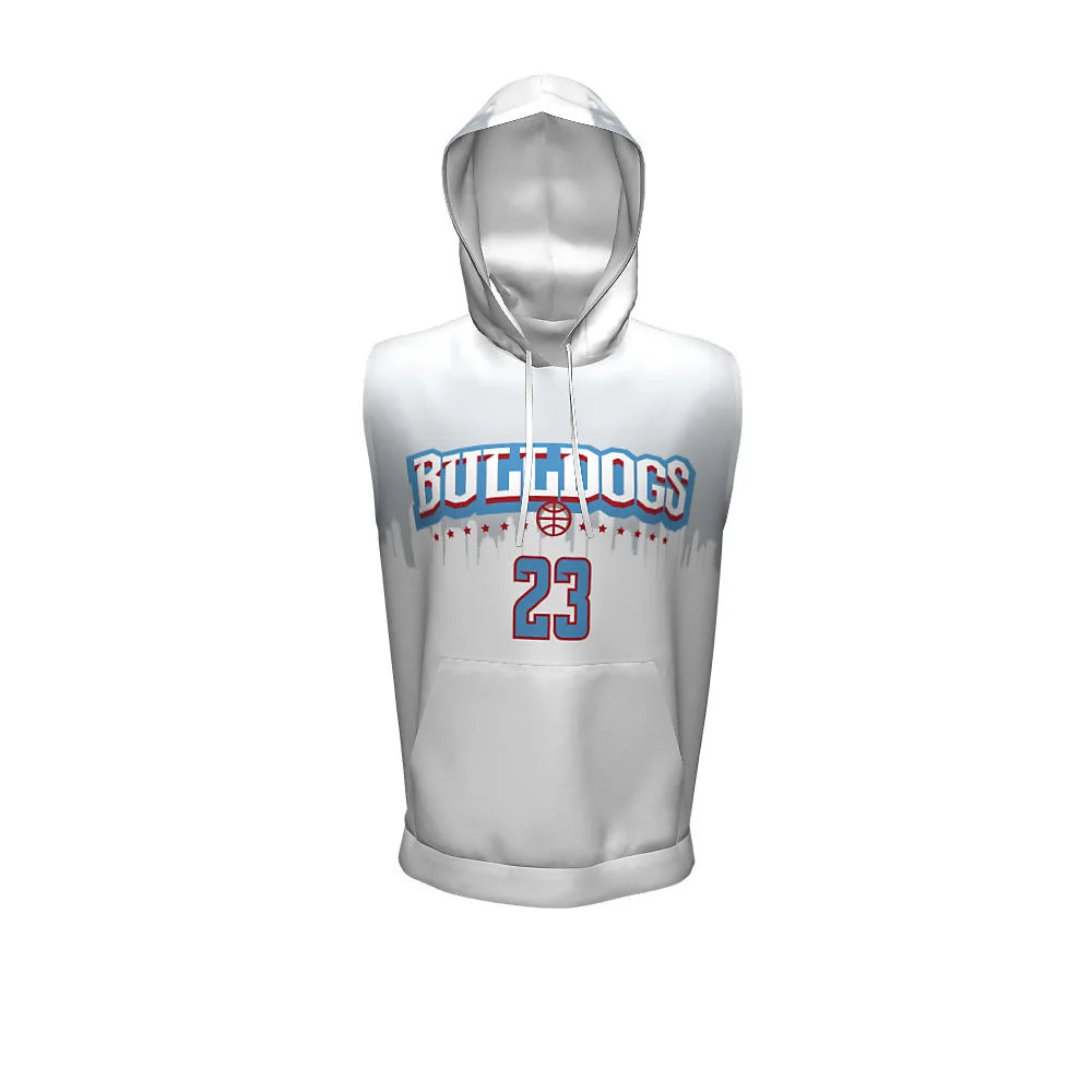 Custom White City Skyline Sublimated Sleeveless Hoodie | OEM